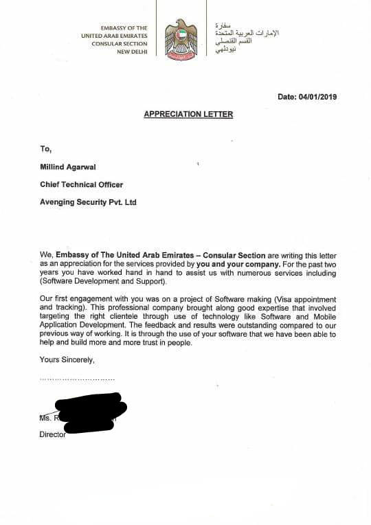 appretiation letter